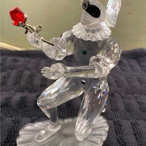 Swarovski Crystal Clown Figurine with Red Rose